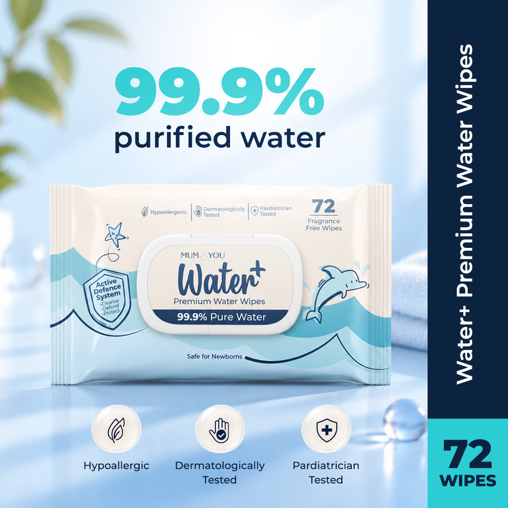 Water+ 99.9% Pure Water Premium Wipes (72 Wipes)