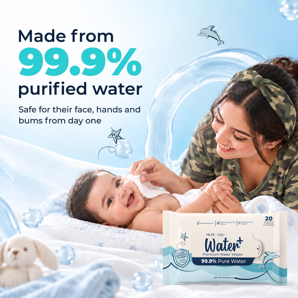 Water+ 99.9% Pure Water Premium Wipes (20 Wipes)